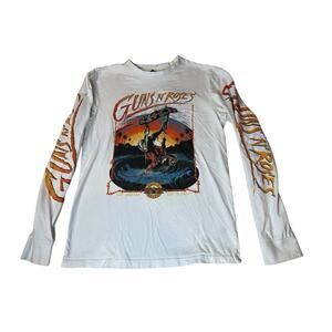Authentic H&M Licensed GUNS N ROSES T-Shirt XS Long Sleeve with Sleeve Tags GnR
